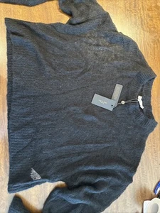 NWT Rag & Bone $298 Black Edissa Open Stitch Crewneck Relaxed Sweater Alpaca L - Picture 1 of 8