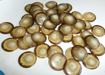 LOT OF 50 BROWNISH MULTI-COLOR 11/16th INCH 2 HOLE BUTTONS, NEW - Image 1 of 2