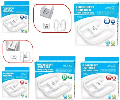 ELPINE 16w 28w 38w 2D Tube Light Bulbs Lamp GR10Q GR8 2 Pin 4 Pin White Energy Saving