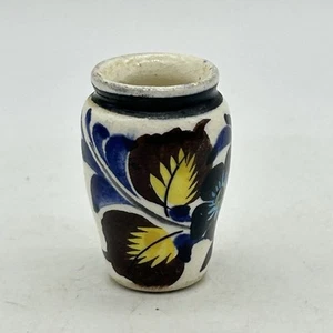 Vtg Tonala Mexico Miniature Dollhouse Folk Art Hand Painted Floral Bud Vase - Picture 1 of 11