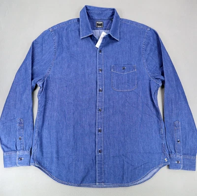 Nova Camisa Masculina Todd Snyder XL Gola Ponta Denim Manga Longa Botão Azul - Imagem 1 de 4