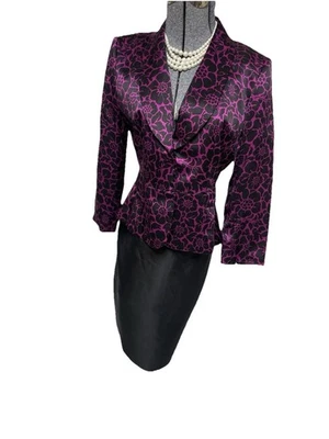NEW Tahari ASL Skirt Suit Size 8 Fits Like 6 Two Piece Set Silk And Wool Shine - Image 1 of 4
