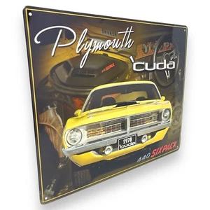 '70 Plymouth Cuda 440 Six Pack 15" x 12" Tin Metal Sign Hemmed Reinforced Edges - Picture 1 of 6