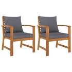 Vidaxl Garden Chairs 2 Pcs With Dark Grey Cushion Solid Acacia Wood
