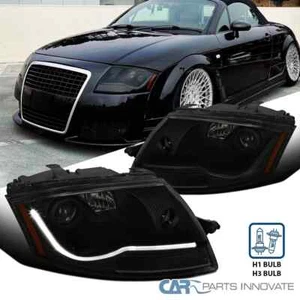 Fit 99-06 Audi TT LED DRL Black Projector Headlights Smoke Head Lamps Left+Right - Picture 1 of 13