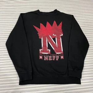 NEFF Streetwear Brand King Crown Big N Crewneck Sweatshirt Mens Medium Black - Picture 1 of 6
