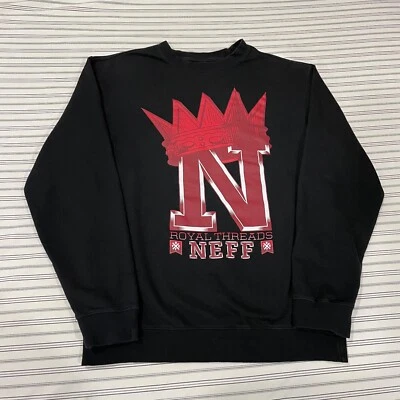 NEFF Streetwear Brand King Crown Big N Crewneck Sweatshirt Mens Medium Black - Image 1 of 4