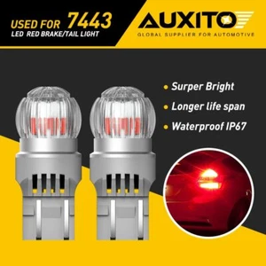 2X AUXITO T20 7444 Super 7443 Bright LED Brake Tail Parking Light Bulbs Pure Red - Foto 1 di 12