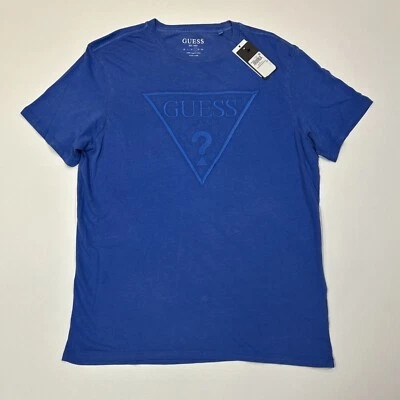 Guess Tee Shirt Adult Large Blue Short Sleeve Embroidered Logo Tee Men - Image 1 of 4
