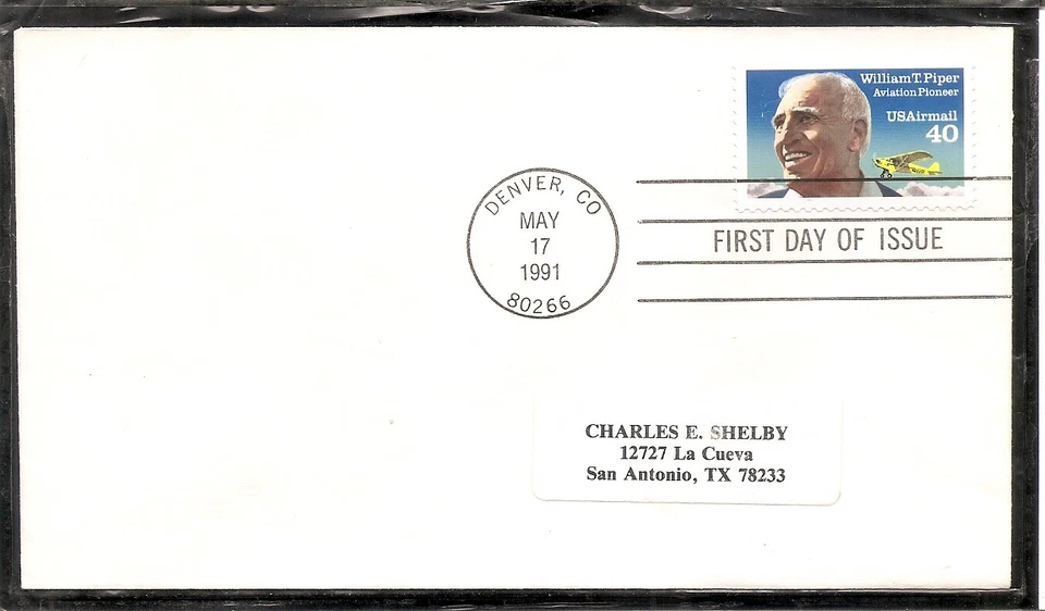 US SC # C129 William T. Piper FDC. No Cachet - Image 1 of 1