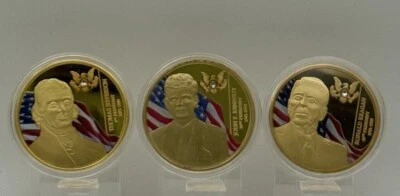President Jefferson/Kennedy/Reagan RARE Lot (3) Gold-plate Swarovski Comm. Coins - Image 1 of 4