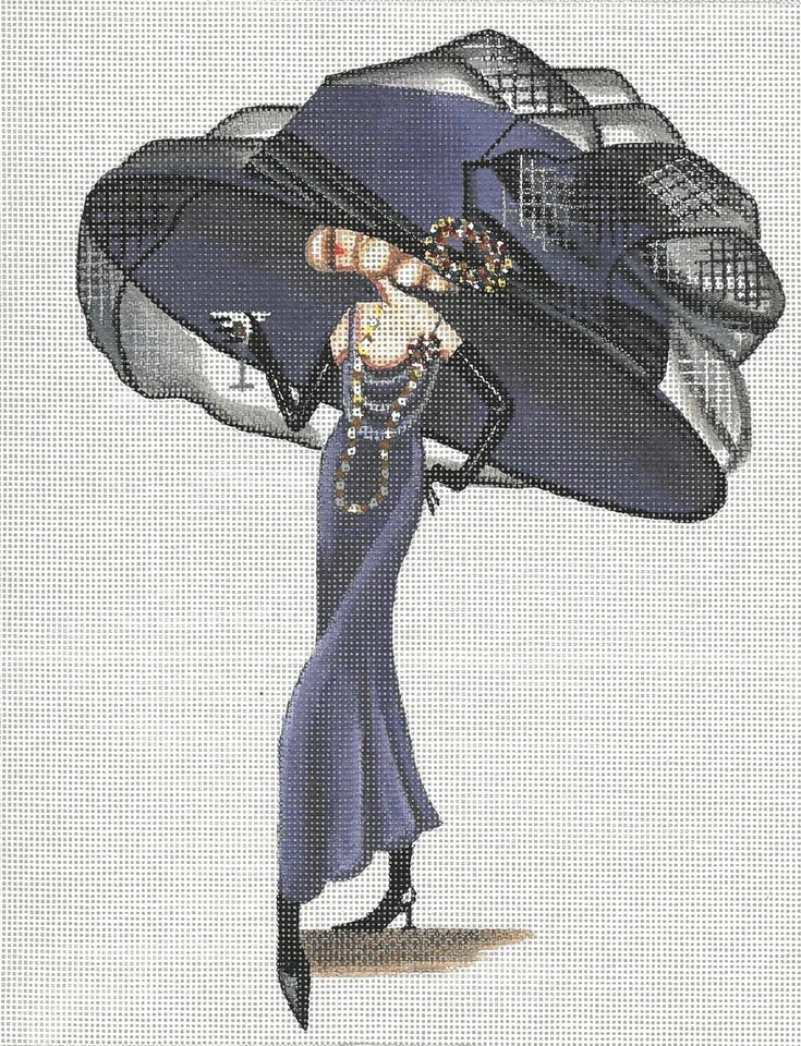 Needlepoint Handpainted Leigh Designs Viola and Martini 11x14 - Image 1 of 1