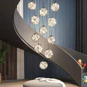 Sky Stars Spiral Staircase Long Chandelier Led Pendant Lamp Duplex Villa Light - Picture 1 of 28