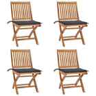 Folding Garden Chairs With Cushions 4 Pcs Solid Teak Wood