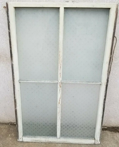 1870s LARGE Victorian  ANTIQUE CHURCH RARE Etched GLASS WINDOW 33 x 51  A Cover