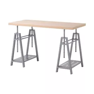 Standing Desk With Adjustable Height 47 in. Rectangular Cross Hatch Birch/Gray - Picture 1 of 6
