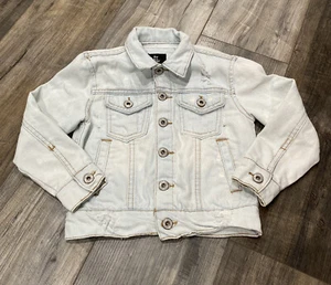 Art Class Girls Distressed Graphic Design Lightwash Jean Jacket Kids Size XS 4/5 - Picture 1 of 11