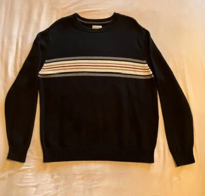 Camisa suéter negra St. John's Bay para hombre talla XL con rayas grises/rojas/blancas Foto 1 de 4