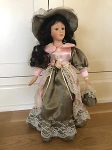 Vintage Kinnex Porcelain Doll w/Stand - (Scarlett O'hara-like) - Picture 1 of 15