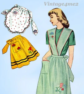 1940s Vintage Simplicity Sewing Pattern 1837 Uncut Misses Embroidered Apron MED - Picture 1 of 5