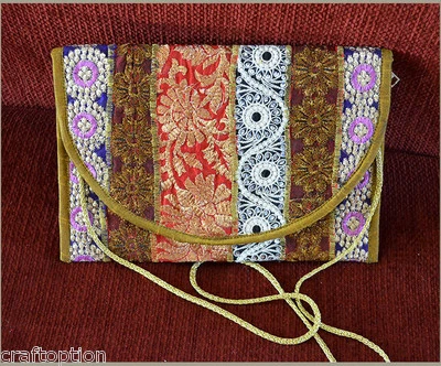 embroidered silk purse ipad shoulder bag of antique recycled indian dresses  - Image 1 of 4