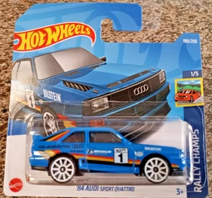 2022 Hot Wheels '84 Audi Sport Quattro Rally Champs #1/5 SHORT CARD BLUE - Picture 1 of 5