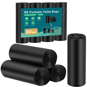 80 Counts Compostable Portable Toilet Bags 26*26IN 12 Gal for Outdoor Indoor - Picture 1 of 6