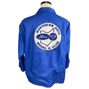 Hilton Large Blue Nylon Jacket Northern Ohio Model A Club Ford Logo Patch USA - Picture 1 of 16