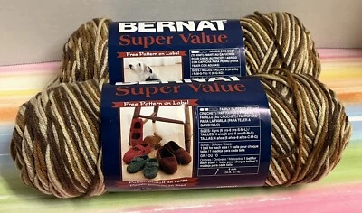 2 new skeins Bernat Super Value yarn color 28010 Adobe same dye lot - Image 1 of 4