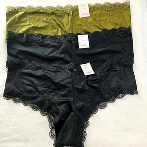 Auden 3pk Micro Cheeky with Lace Underwear Womens X-Large Stretch Green/Black - Picture 1 of 7