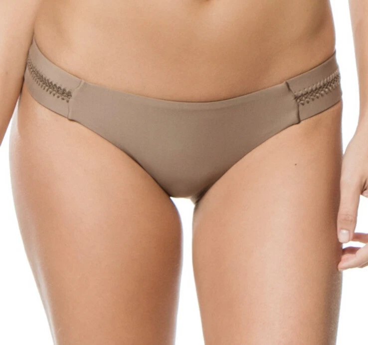 Parte inferior de bikini Pilyq Midnight cosida con lengüeta lateral completa en piedra arenisca talla L nueva sin etiquetas Foto 1 de 4