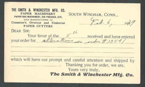1929 PC SO WINDHAM CT SMITH & WINCHESTER MFG PAPER BAG MACHINES PRESSES ETC - Picture 1 of 1