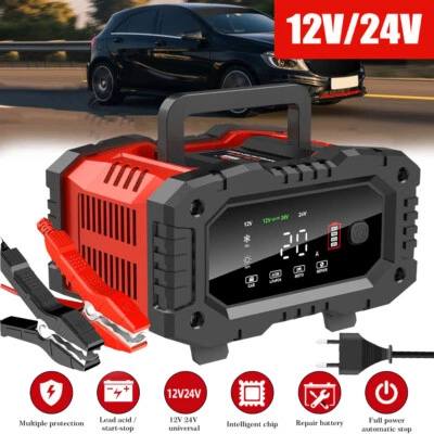 Cargador de Batería de Coche 12V/24V Resistente Inteligente Automático Inteligente Reparación de Pulso Foto 1 de 4