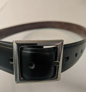 Boys Black Leather Imitation Belt Size L 30 32 EUC - Picture 1 of 3