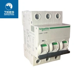Schneider MCB 40 Amp Triple Polo Tipo C 3 Fases C40 Acti9 iC60H A9F54340 - Imagen 1 de 3
