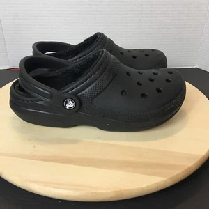 CROCS Black fur lined clogs SZ Woman’s 7 - Picture 1 of 9