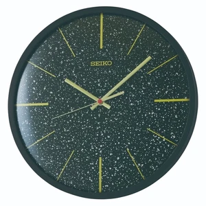 Seiko Round Black Wooden Quartz Wall Clock Silent Sweep Seconds Hand QXA828K - Picture 1 of 3