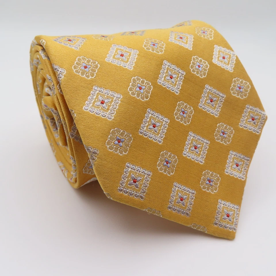 Corbata Brioni Seda Oro Amarillo Diamante 4" Ancho 60" Largo Hecha a Mano Italia Foto 1 de 4