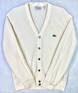 Vintage Izod Lacoste Pullover Herren Large Elfenbein Strickjacke Acryl Union Hergestellt in den USA - Bild 1 von 7