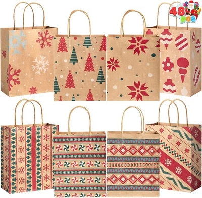 JOYIN 48 PIEZAS Bolsas Kraft de Navidad con Asa Personajes de Navidad 7x9x3.5 Pulgadas Foto 1 de 4