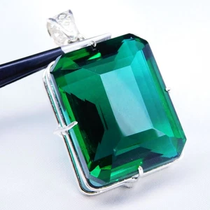 Certified 158.40 Ct Vivid Green Tourmaline Radiant Cut Pendant Gemstone - Picture 1 of 5