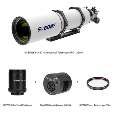 SVBONY SV550 122mm Telescopes APO+SV605CC 9MP USB 3.0 cooled Camera+SV220 Filter - Image 1 of 4