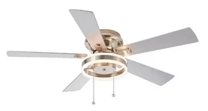 Breezary Cornelius 52 in. Integrated LED Indoor Hugger Satin Nickel Ceiling Fan - Picture 1 of 5
