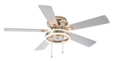 Breezary Cornelius 52 in. Integrated LED Indoor Hugger Satin Nickel Ceiling Fan - Image 1 of 4