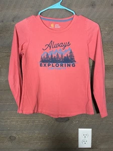 Carhartt Shirt Girls Large Pink Always Exploring Graphic Print Long Sleeve - Picture 1 of 3