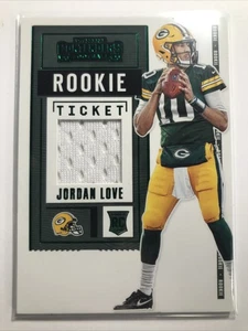 Jordan Love 2020 Panini Contenders ROOKIE RC TICKET PATCH GREEN FOIL SP PACKERS - Picture 1 of 2