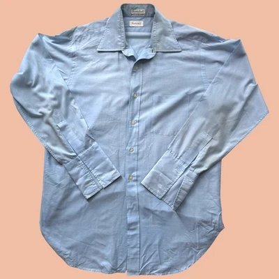 Hathaway Durable Press Light Blue Dress Shirt Dagger Collar 70s Long Sleeve M - Image 1 of 4