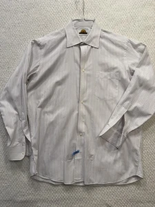 Bespoke Custom Made Dress Shirt Men 16.5x32" Lavender and Gold Stripe - Picture 1 of 4