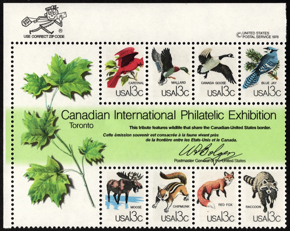 US Souvenir Sheet Scott # 1757 Zip Block NH - 1978 CAPEX Issue Birds Wildlife - Image 1 of 1