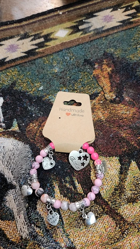 Pink, Heart Charm Bracelet - Image 1 of 1